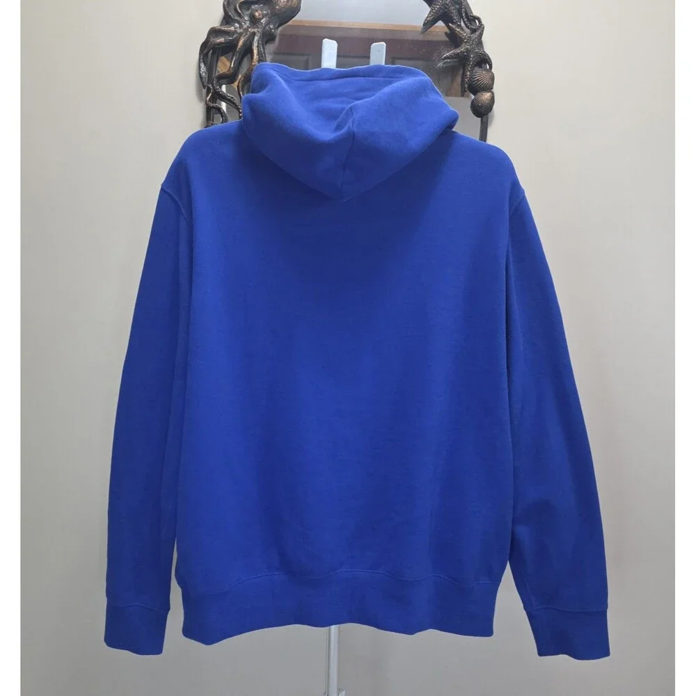 Polo Ralph Lauren Big Pony Crest Fleece Hoodie Mens L Blue Embroidered #3
